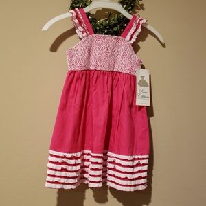 RARE EDITIONS Girl's Fushia/White Dress - Size 5